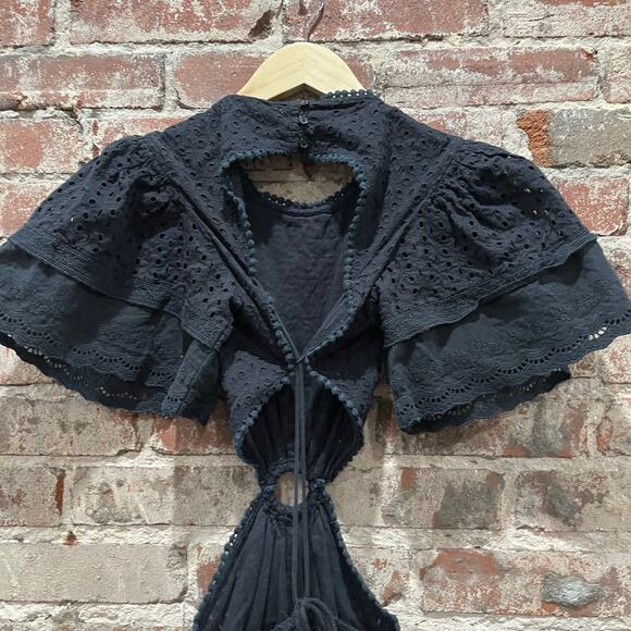 Maia Bergman Women's Crochet Eyelet Open Back Maxi Dress Large - Picture 11 of 13